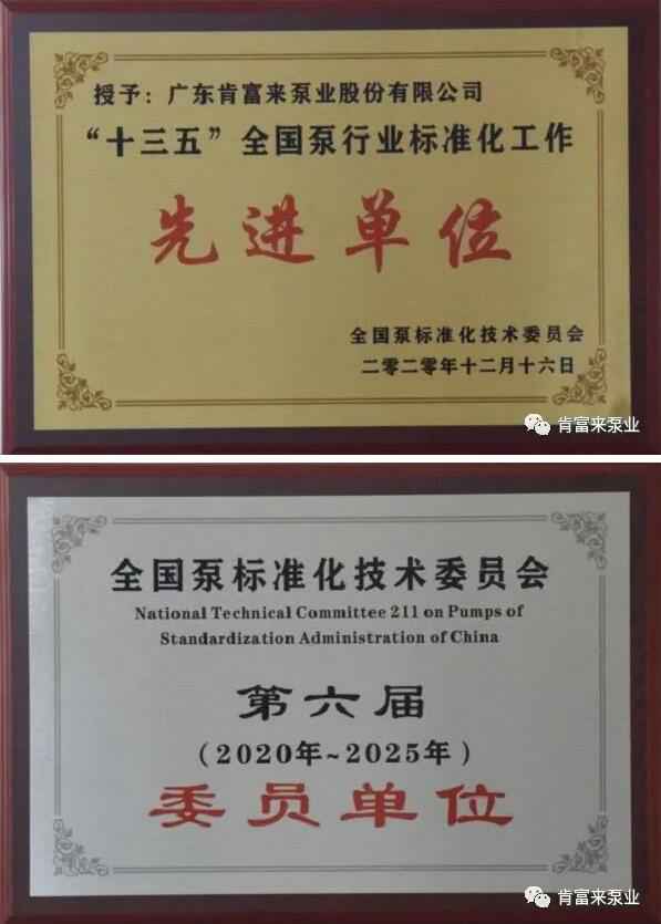 九游·网站入口-九游(中国)荣获“十三五”全国泵行业标准化工作先进单位称号